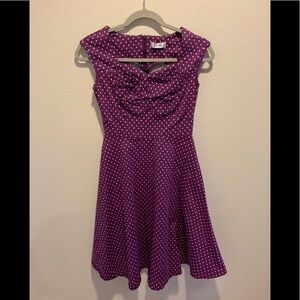Mixinni Dress. Purple w/white polka dot. Cute! SzM​​​​​​​​​​​​​​​​​